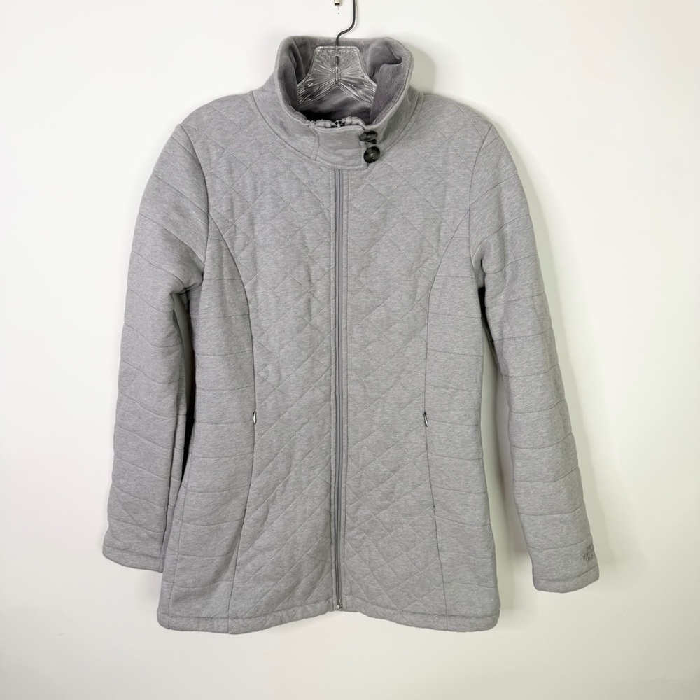 The North Face Women’s Waffle Jacket Medium Grey Full Zip Collar Long Sleeve